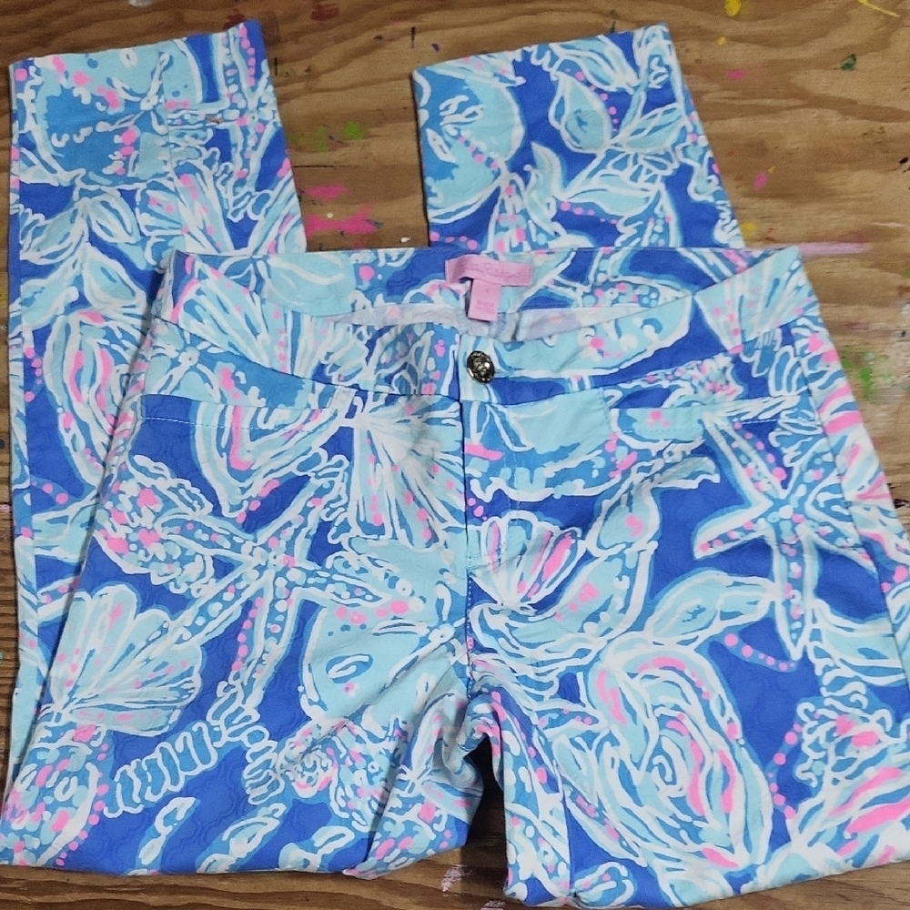 Lilly Pulitzer shells and starfish Pants size 0 EUC
